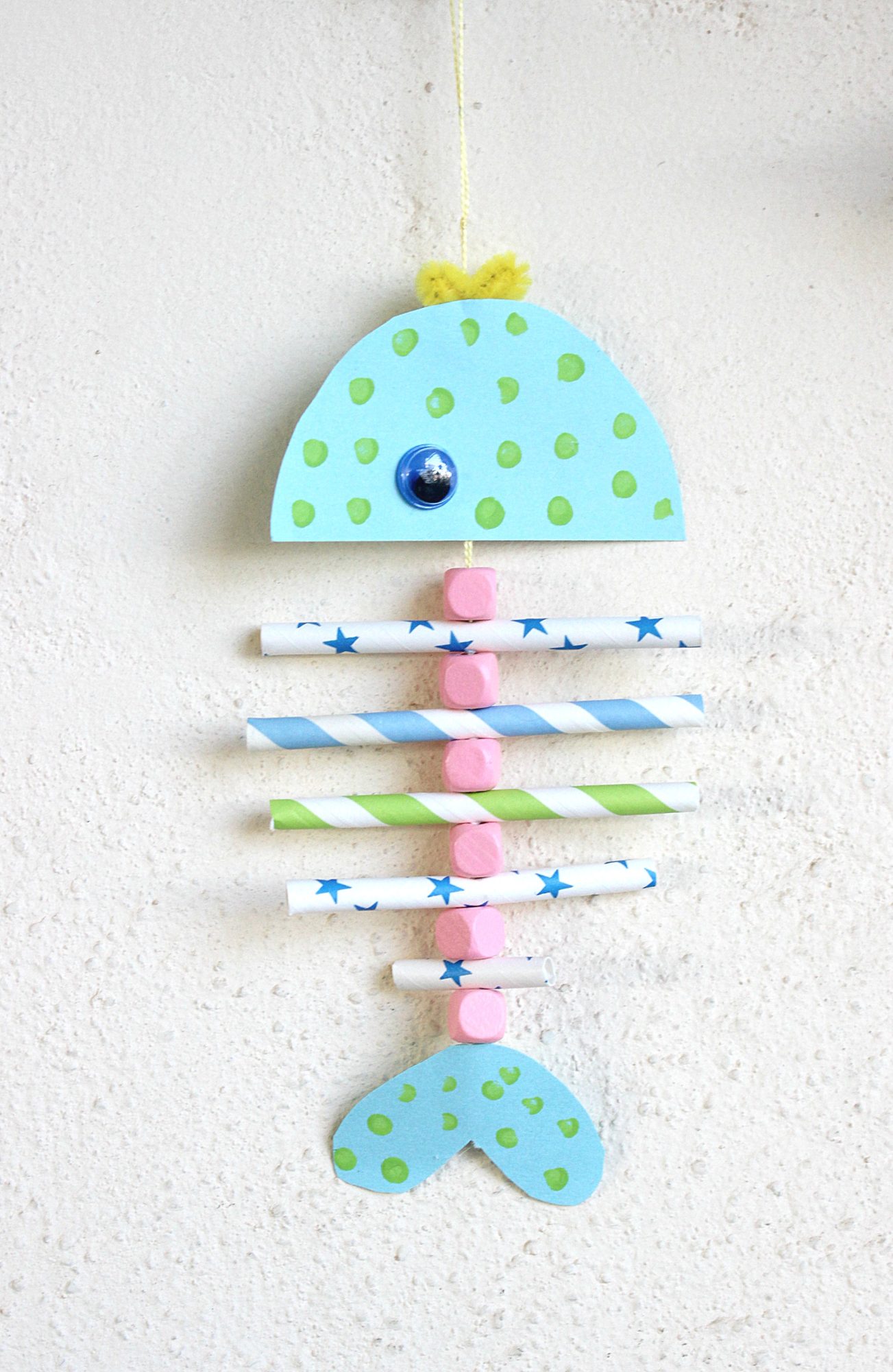 DIY Summer Nursery Mobile with paper fishes and ships